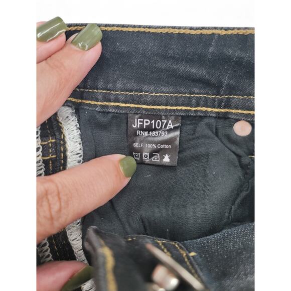 POL Black Distressed Skinny‎ Jeans Small Raw Hem Stretch Denim Y2K Grunge - Picture 5 of 7